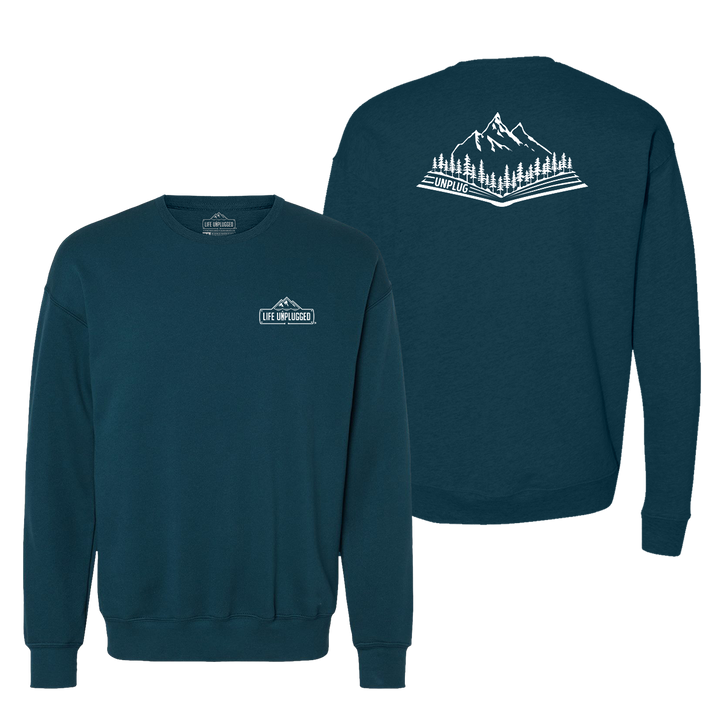 Open Book Mountain Scene Midweight Super Soft Crewneck Sweatshirt