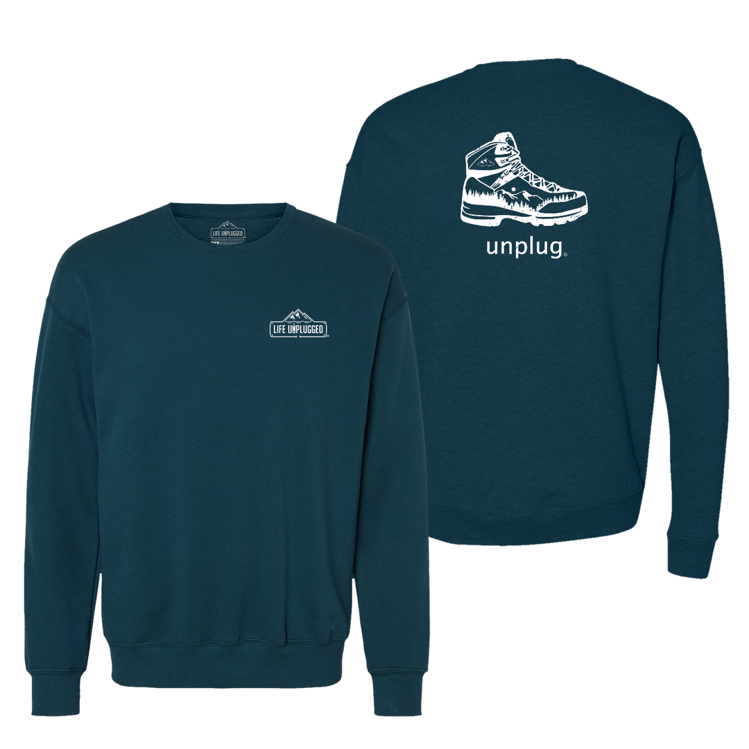 Hiking Boot Mountain Scene Midweight Super Soft Crewneck Sweatshirt