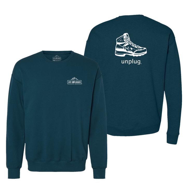 Hiking Boot Mountain Scene Midweight Super Soft Crewneck Sweatshirt