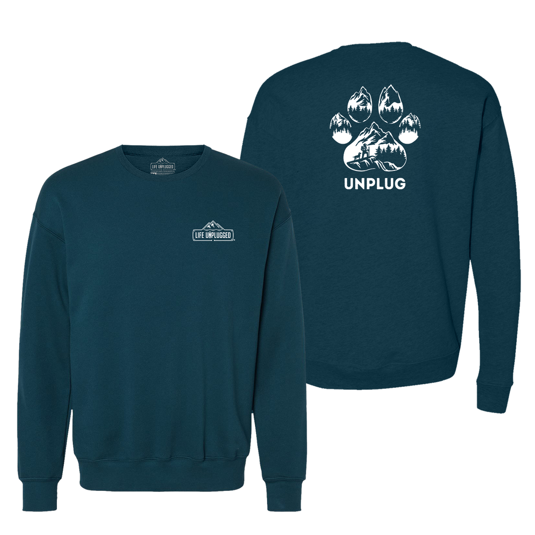 Paw Print Mountain Scene Midweight Super Soft Crewneck Sweatshirt