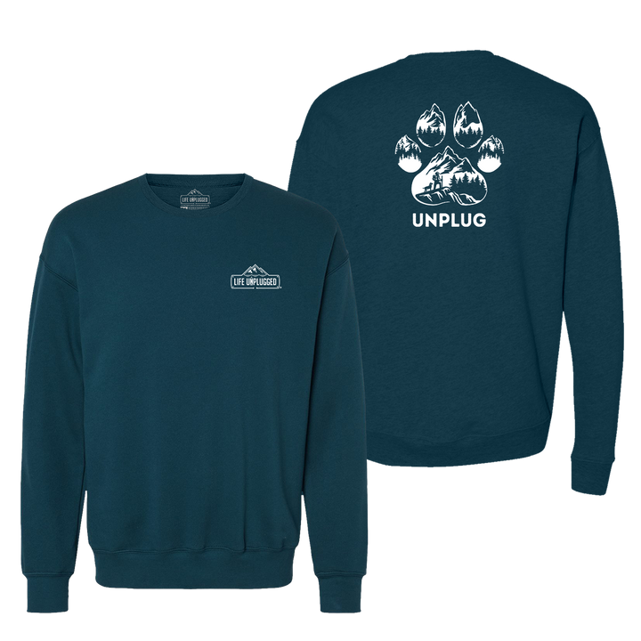 Paw Print Mountain Scene Midweight Super Soft Crewneck Sweatshirt