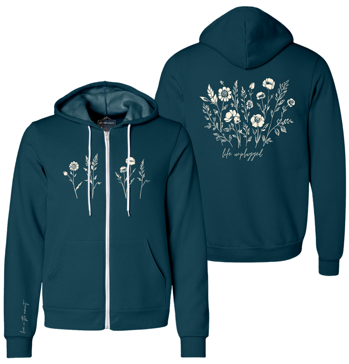 Live in the Moment Wildflower Supersoft Midweight Zip Up Hoodie