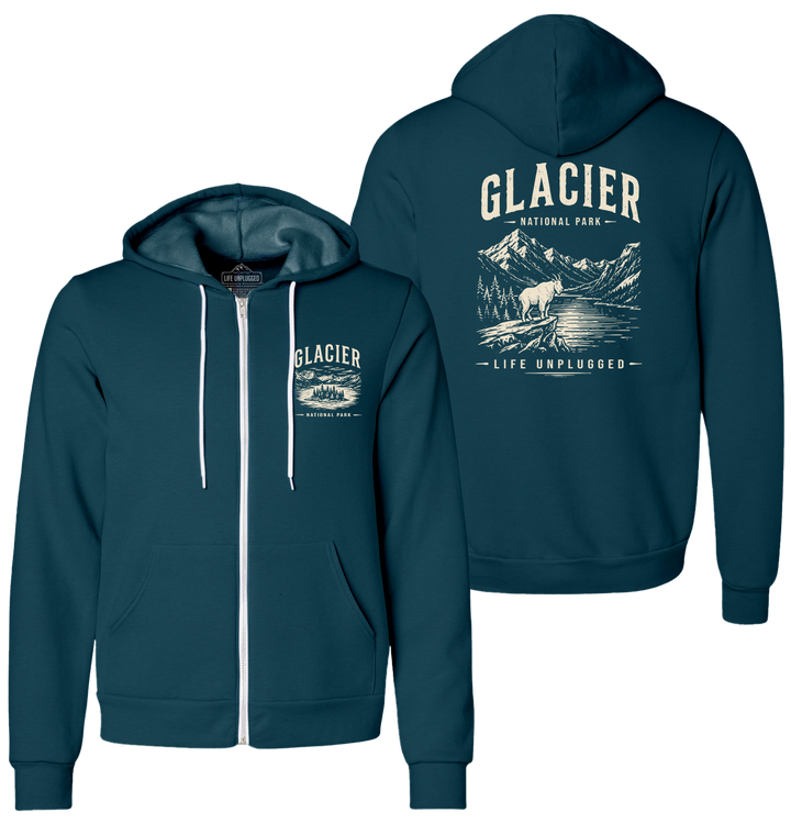 GLACIER NATIONAL PARK Supersoft Midweight Zip Up Hoodie