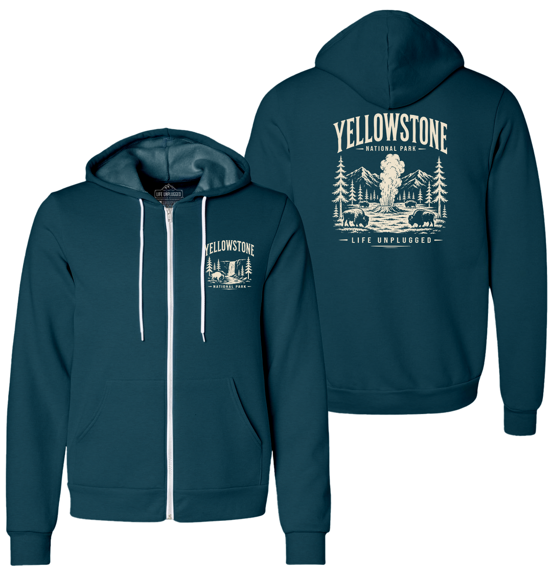 YELLOWSTONE NATIONAL PARK Supersoft Midweight Zip Up Hoodie