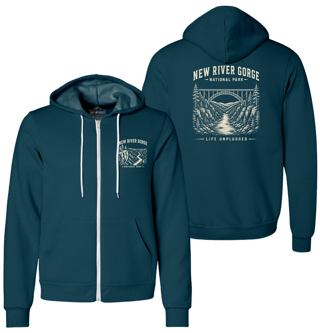 NEW RIVER GORGE NATIONAL PARK Supersoft Midweight Zip Up Hoodie