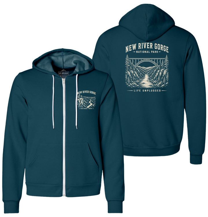 NEW RIVER GORGE NATIONAL PARK Supersoft Midweight Zip Up Hoodie