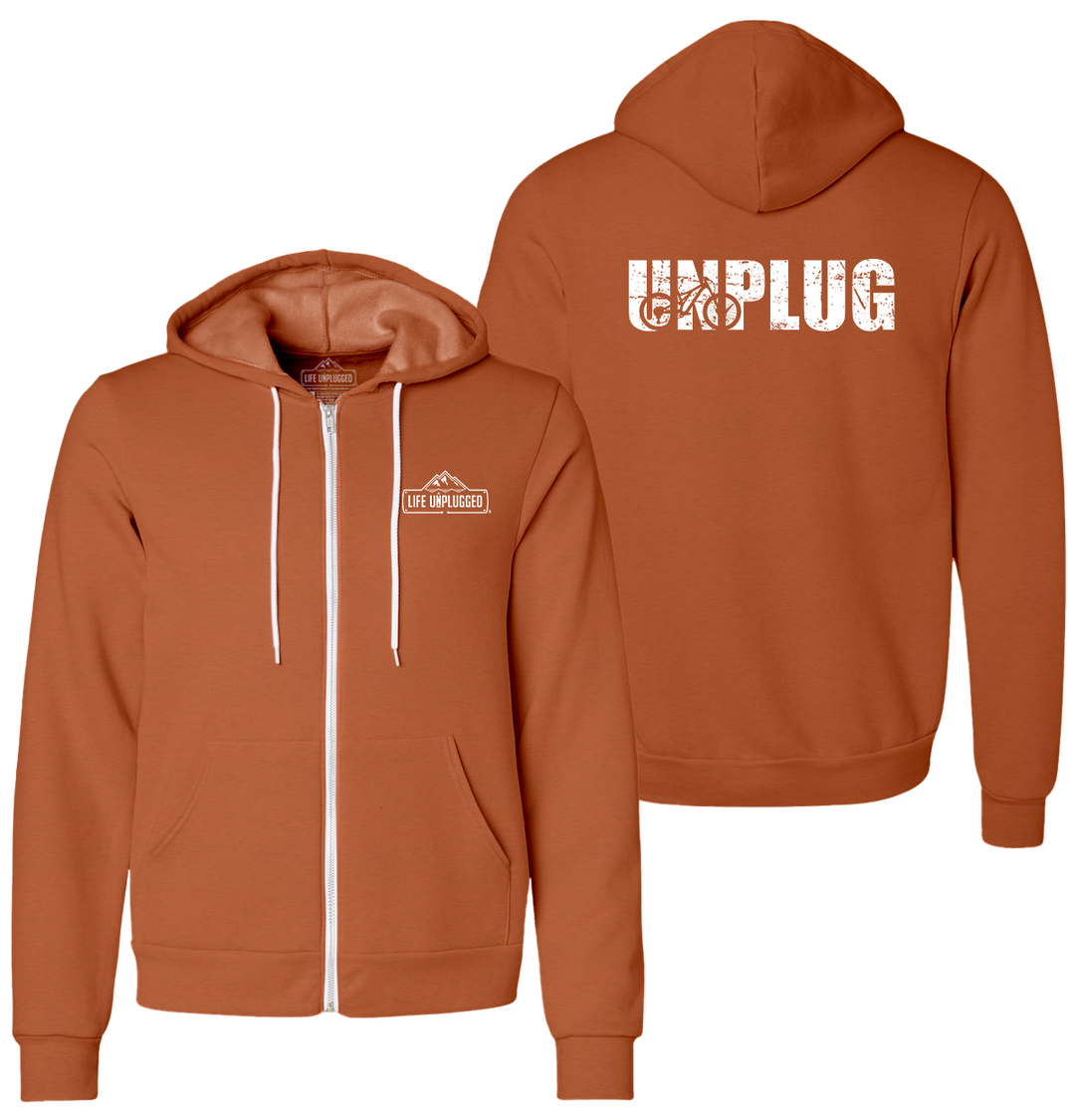 UNPLUG MOUNTAIN BIKE SILHOUETTE Supersoft Midweight Zip Up Hoodie