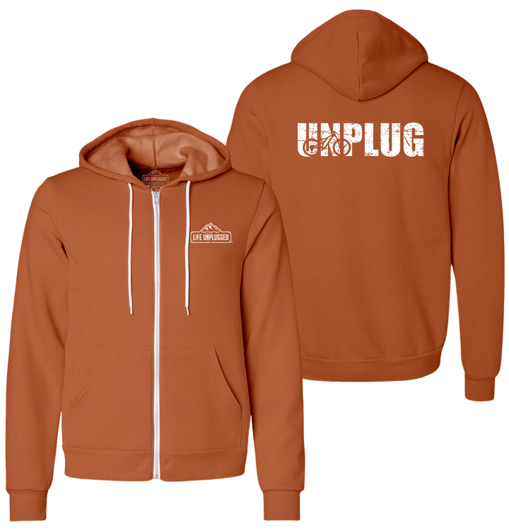 UNPLUG MOUNTAIN BIKE SILHOUETTE Supersoft Midweight Zip Up Hoodie
