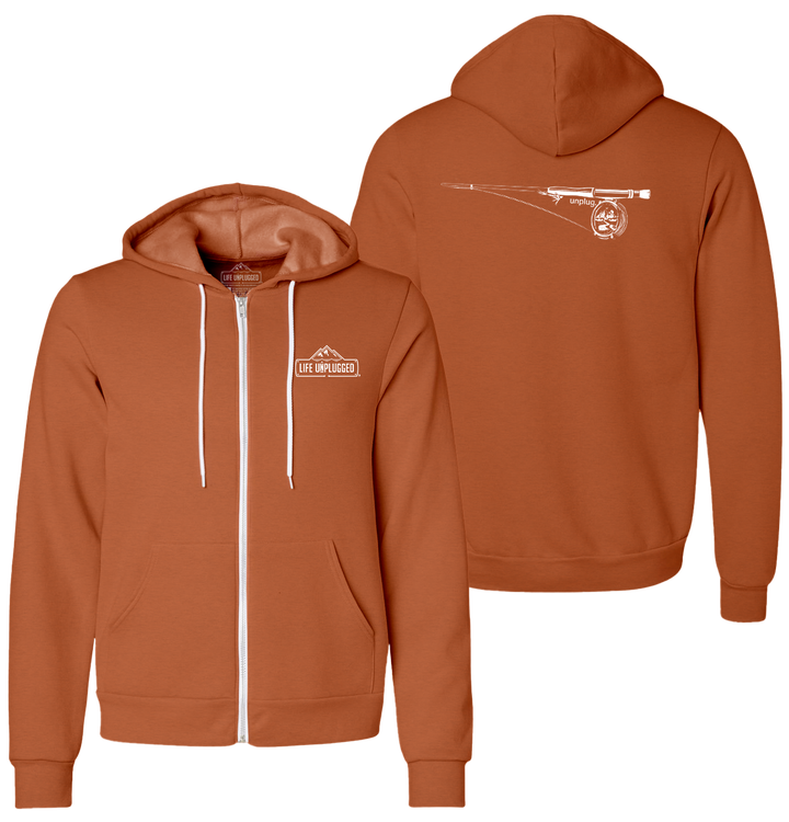 FLY FISHING MOUNTAIN SCENE Supersoft Midweight Zip Up Hoodie