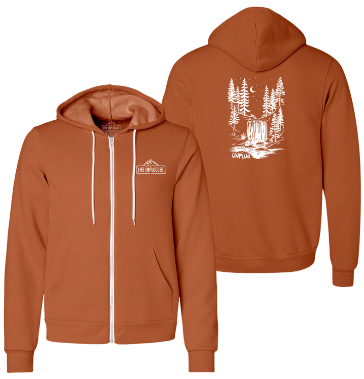 WATERFALL UNDER THE STARS Supersoft Midweight Zip Up Hoodie