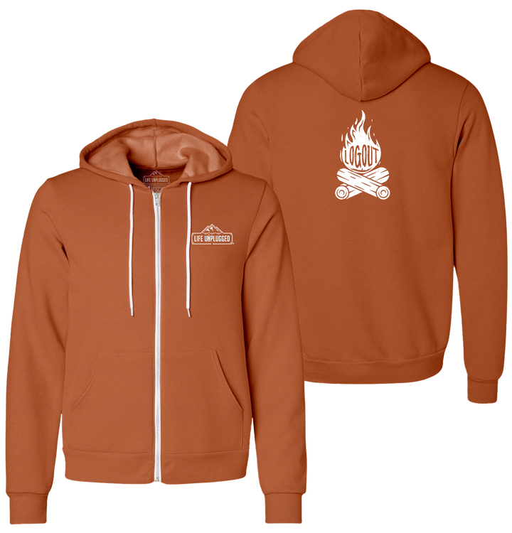 LOG OUT CAMPFIRE Supersoft Midweight Zip Up Hoodie