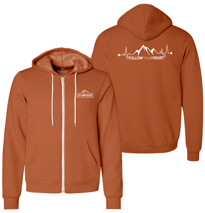 FOLLOW YOUR HEART Supersoft Midweight Zip Up Hoodie