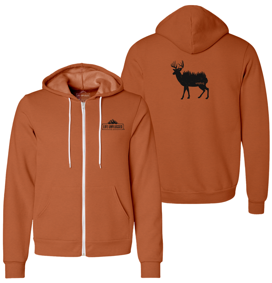 DEER IN THE TREES Supersoft Midweight Zip Up Hoodie