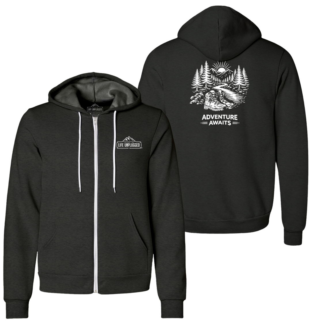 ADVENTURE AWAITS Supersoft Midweight Zip Up Hoodie