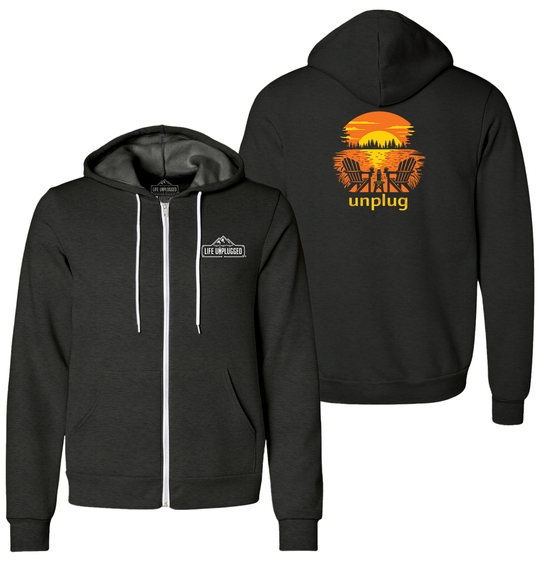CHAIRS AT SUNSET Supersoft Midweight Zip Up Hoodie