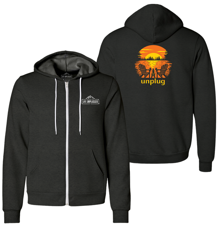 CHAIRS AT SUNSET Supersoft Midweight Zip Up Hoodie
