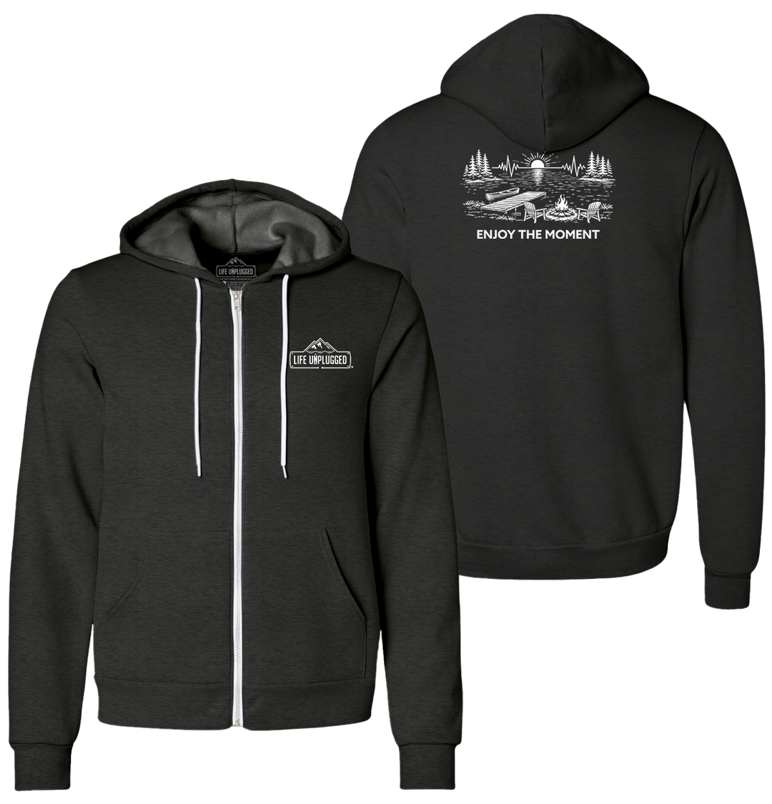 ENJOY THE MOMENT (LAKE SCENE) Supersoft Midweight Zip Up Hoodie