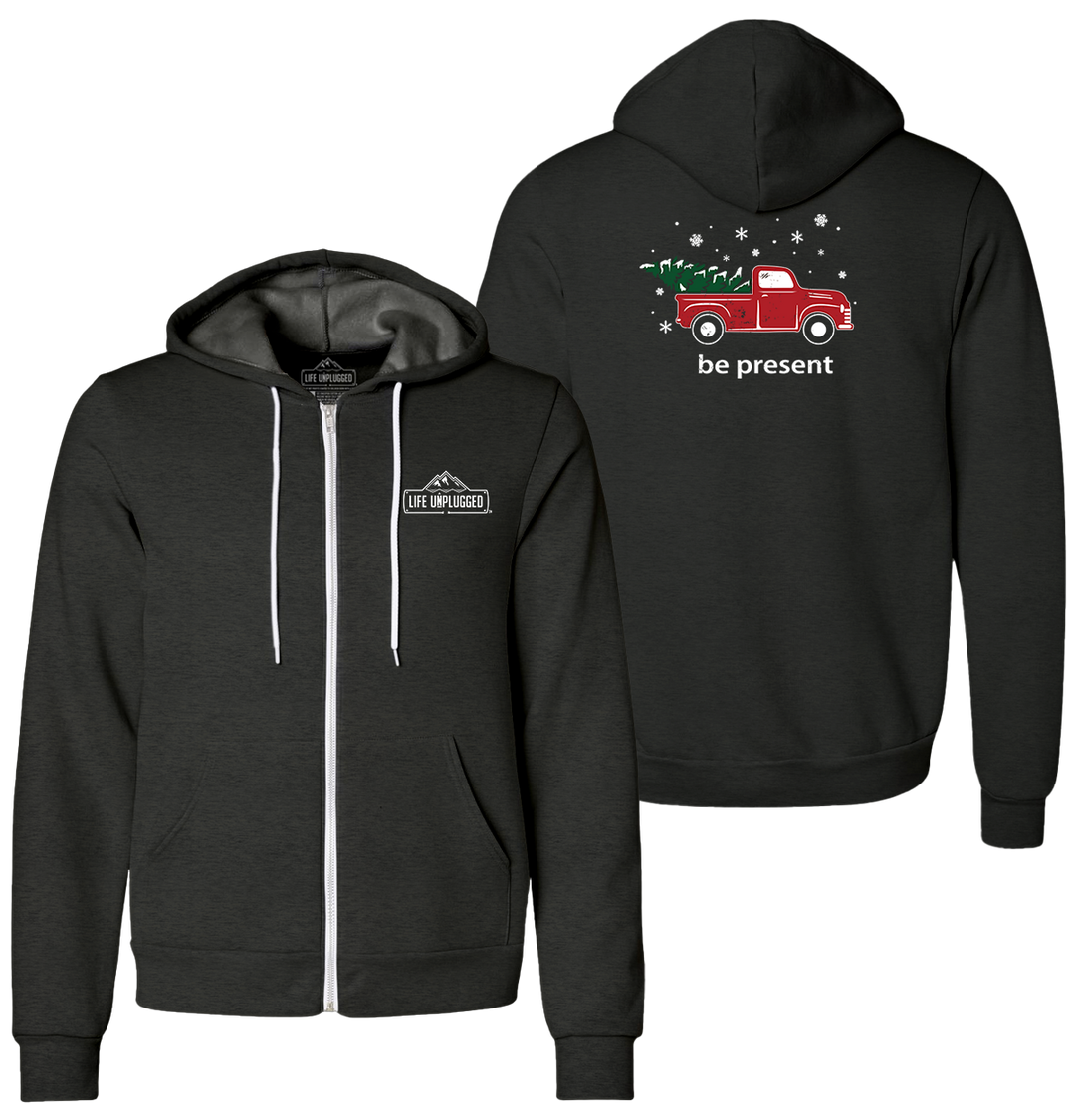 Christmas Tree Truck Supersoft Midweight Zip Up Hoodie