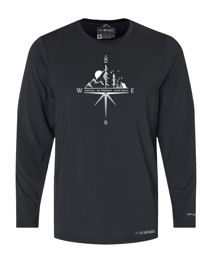 Compass Mountain Scene Poly/Spandex High Performance Long Sleeve with UPF 50+ - Life Unplugged