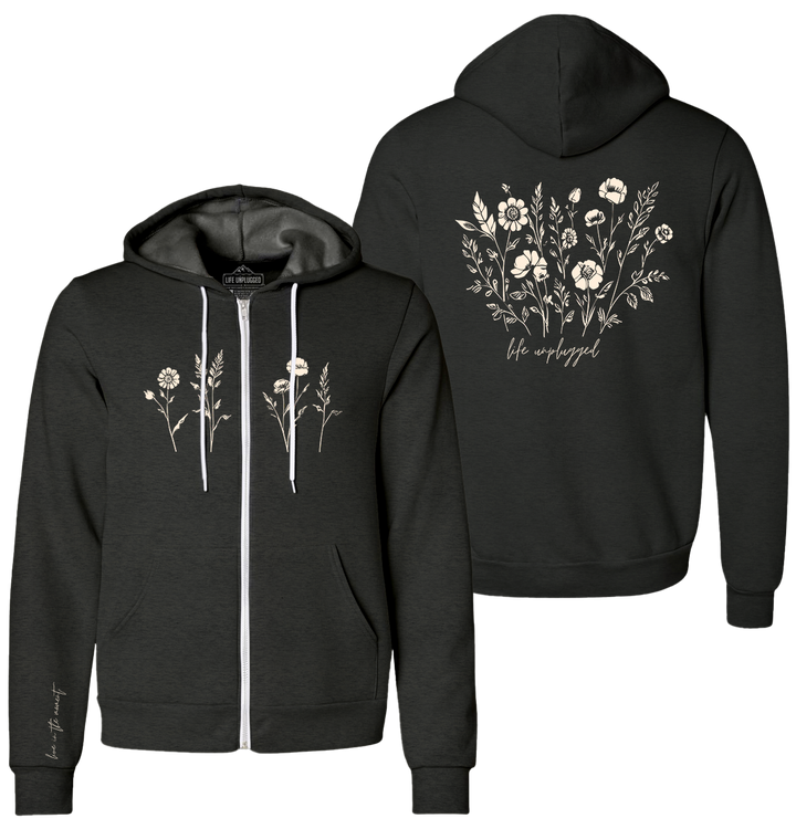 Live in the Moment Wildflower Supersoft Midweight Zip Up Hoodie