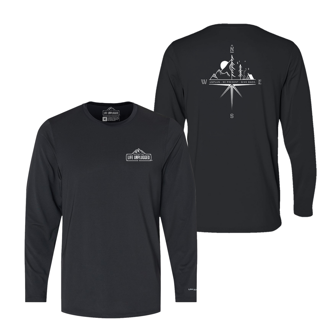 Compass Mountain Scene Performance Long Sleeve with UPF 50+