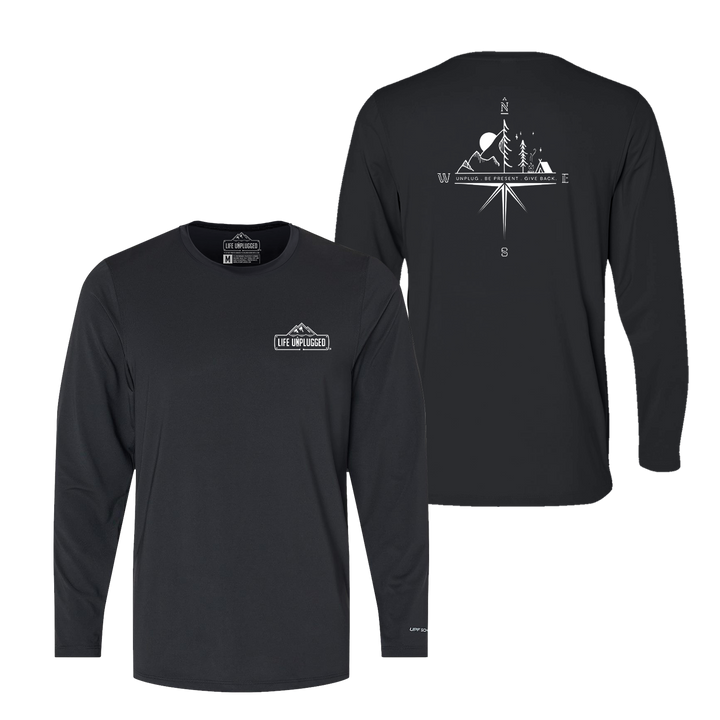 Compass Mountain Scene Performance Long Sleeve with UPF 50+