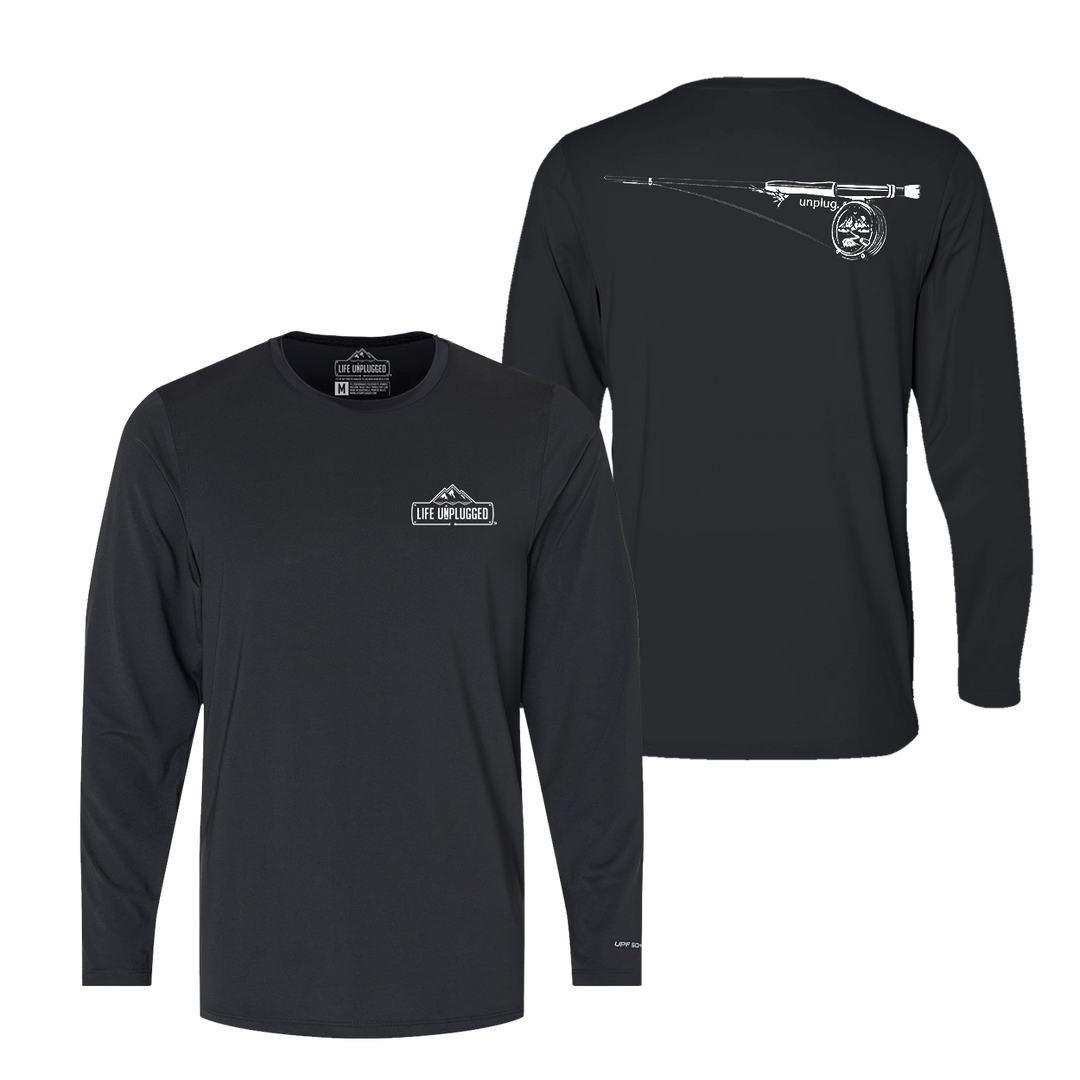 Fly Fishing Mountain Scene Performance Long Sleeve with UPF 50+