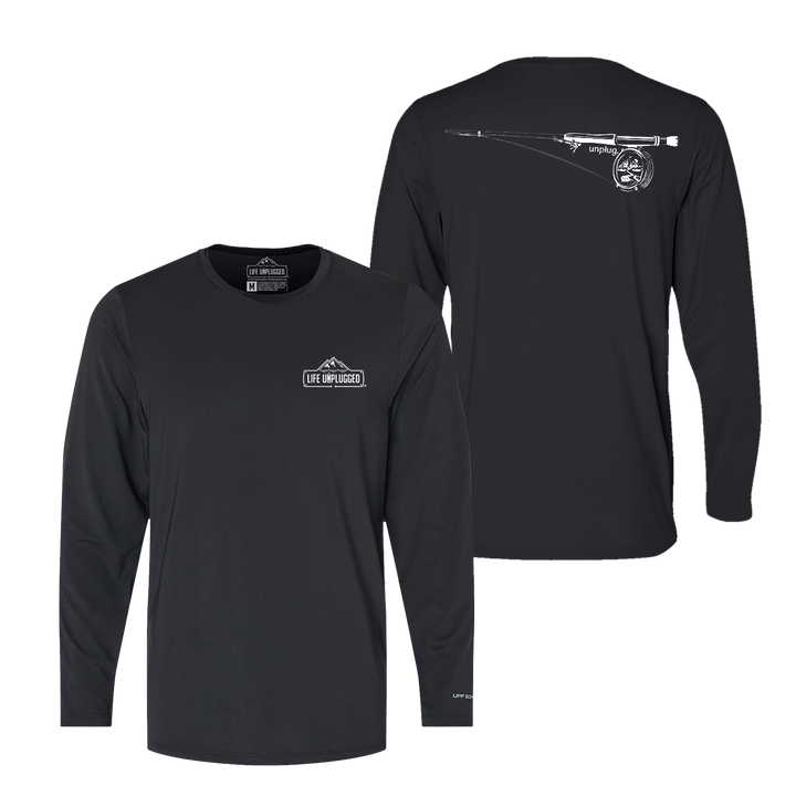 Fly Fishing Mountain Scene Performance Long Sleeve with UPF 50+