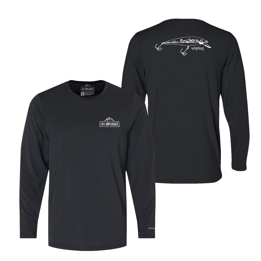 Fishing Lure Mountain Scene Performance Long Sleeve with UPF 50+