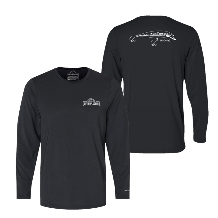 Fishing Lure Mountain Scene Performance Long Sleeve with UPF 50+