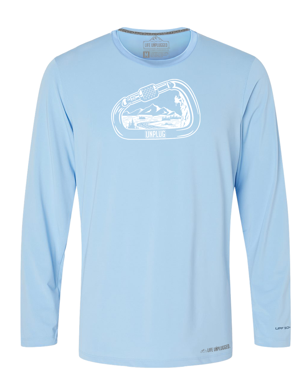 Rock Climbing Mountain Scene Poly/Spandex High Performance Long Sleeve with UPF 50+