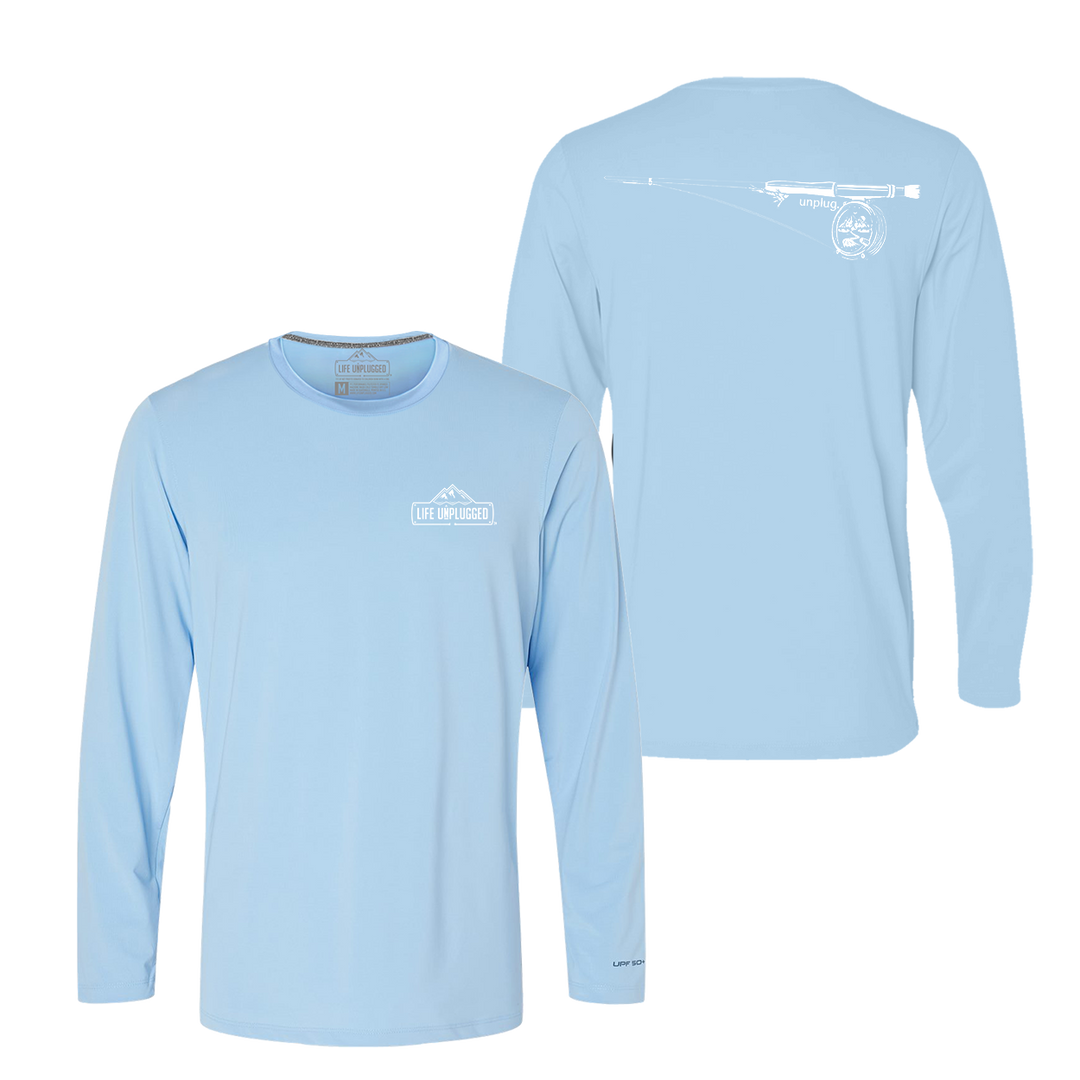 Fly Fishing Mountain Scene Performance Long Sleeve with UPF 50+