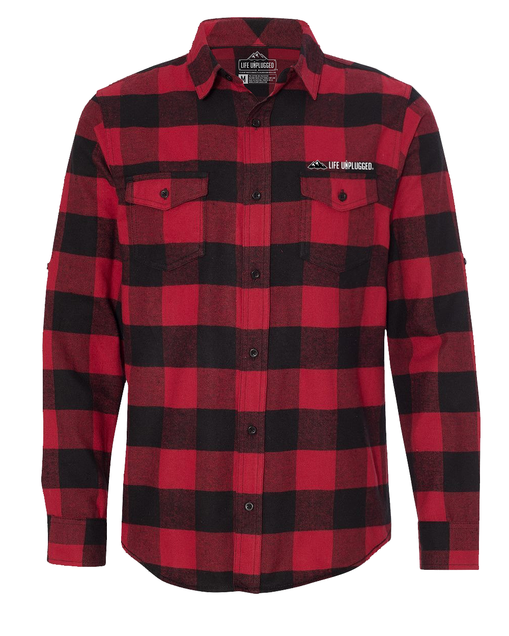 LIFE UNPLUGGED PREMIUM BUTTON DOWN FLANNEL - BUFFALO PLAID RED/BLACK