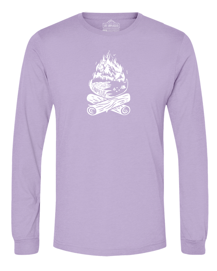 Campfire Mountain scene Long Sleeve T-Shirt