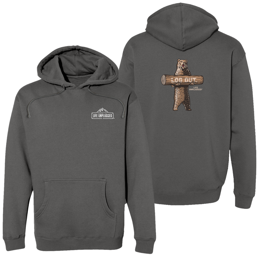 LOG OUT BEAR Heavyweight Hoodie