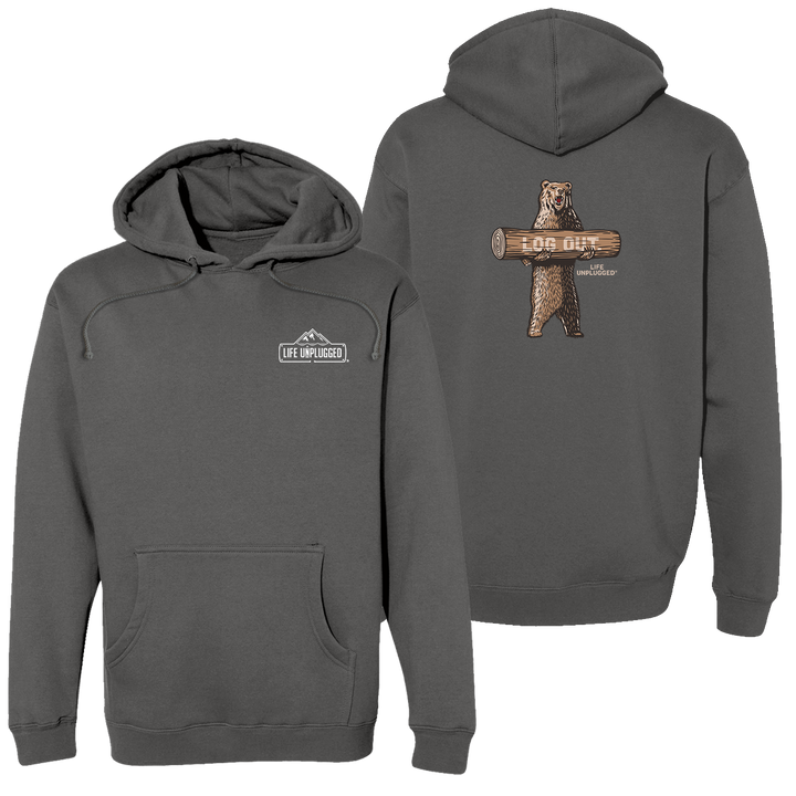 LOG OUT BEAR Heavyweight Hoodie