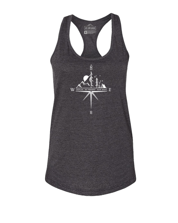 Compass Mountain Scene Women's Racerback Tank Top