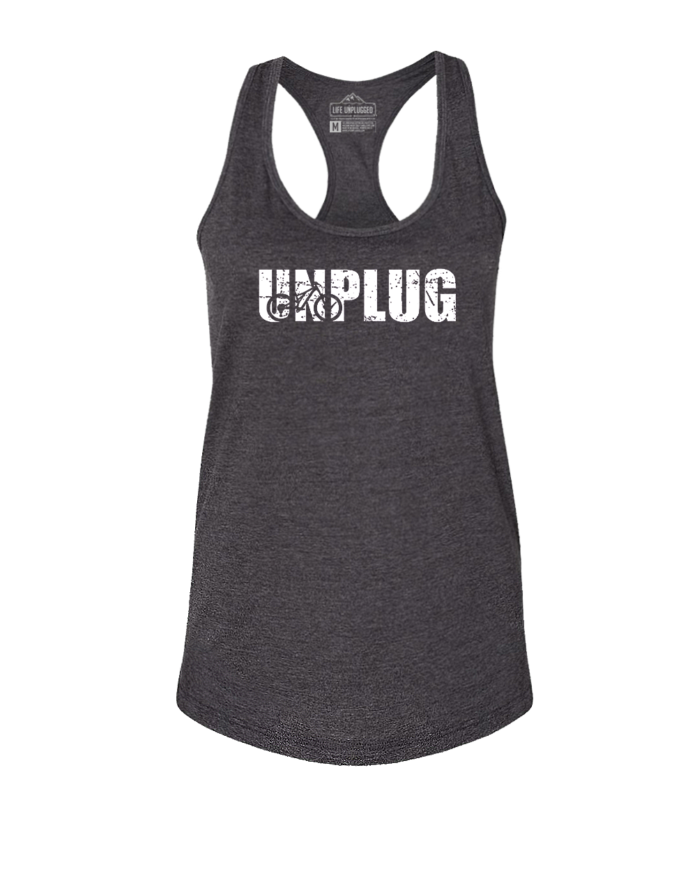 Unplug Mountain Bike Silhouette Women's Racerback Tank Top