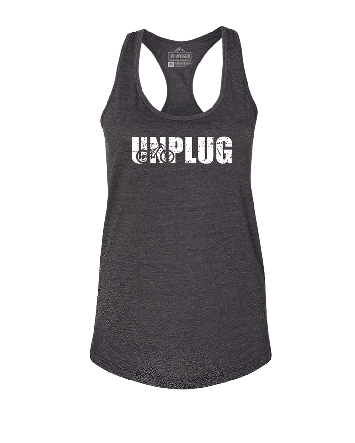 Unplug Mountain Bike Silhouette Women's Racerback Tank Top