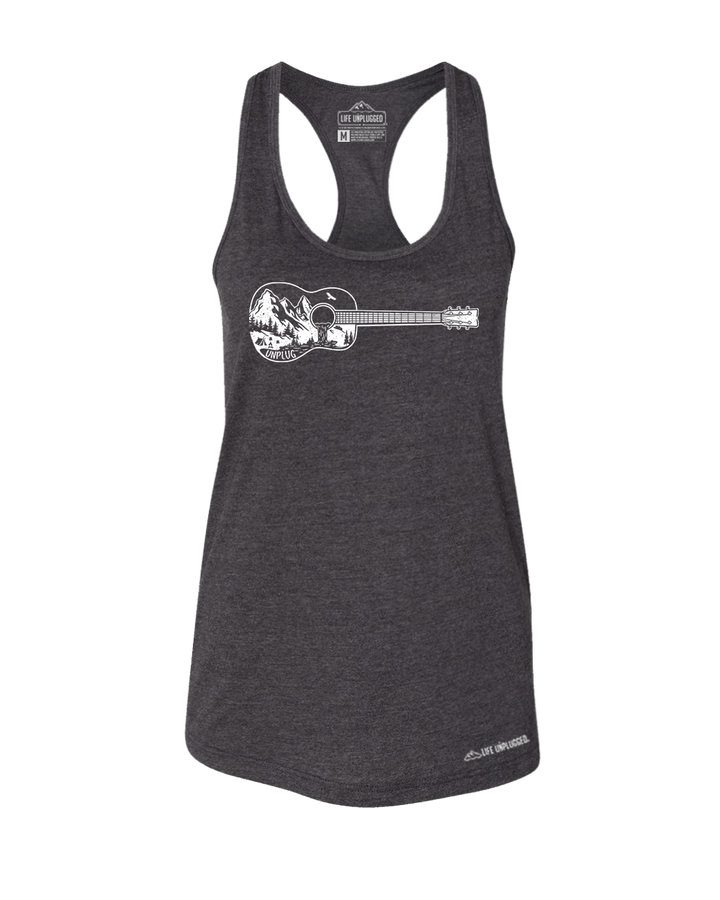 Guitar Mountain Scene Premium Women's Relaxed Fit Racerback Tank Top - Life Unplugged