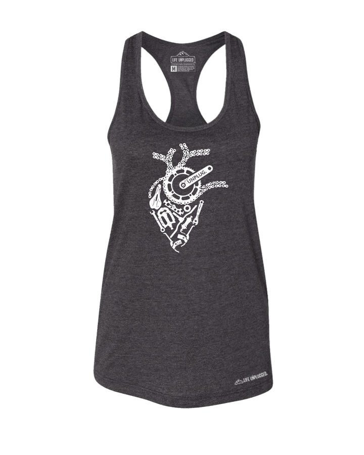 Anatomical Heart (Bicycle Parts) Premium Women's Relaxed Fit Racerback Tank Top - Life Unplugged