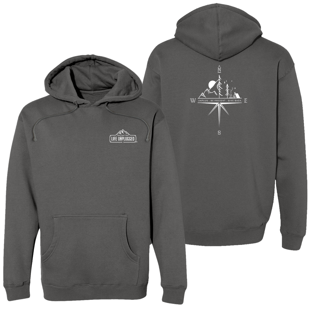 Compass Mountain Scene Heavyweight Hoodie