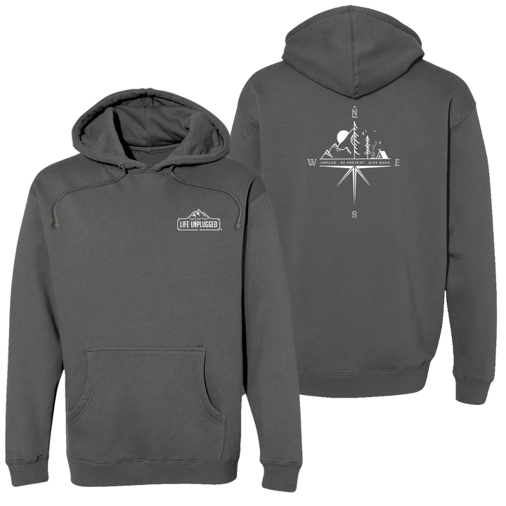 Compass Mountain Scene Heavyweight Hoodie