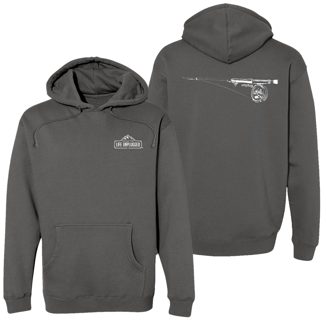 Fly Fishing Mountain Scene Heavyweight Hoodie