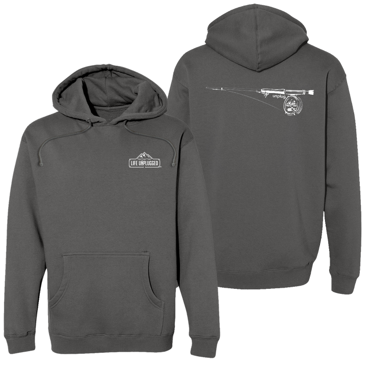 Fly Fishing Mountain Scene Heavyweight Hoodie