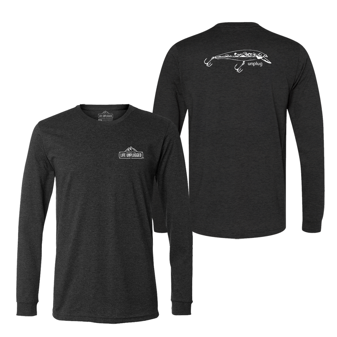 Fishing Lure Mountain Scene Long Sleeve T-Shirt
