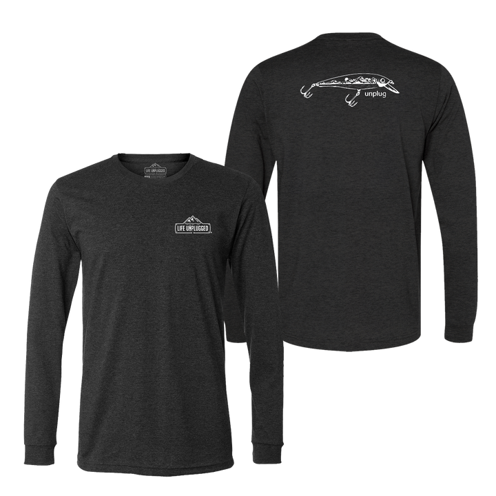 Fishing Lure Mountain Scene Long Sleeve T-Shirt