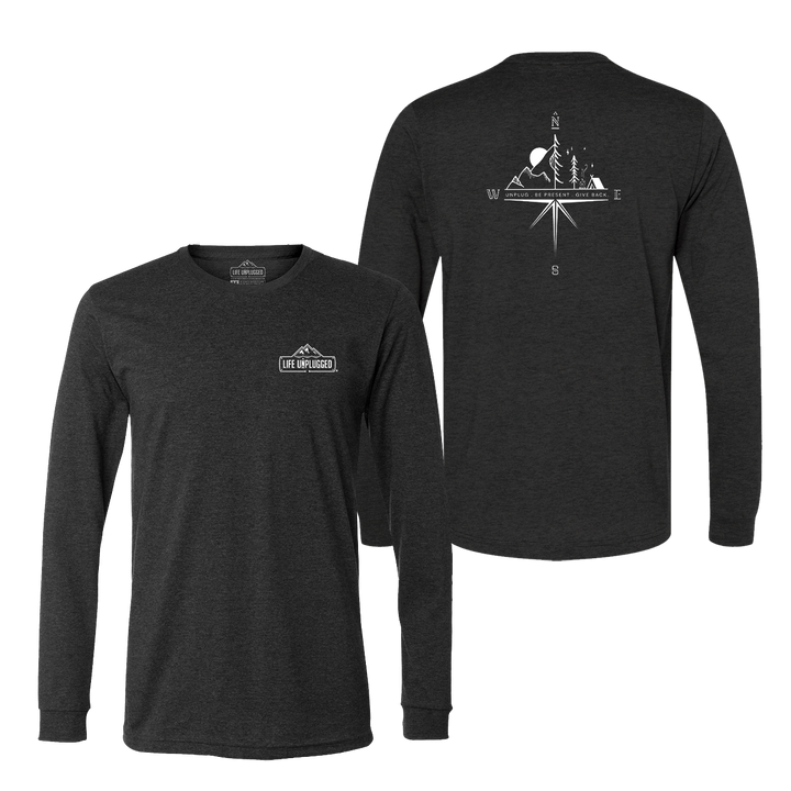 Compass Mountain Scene Long Sleeve T-Shirt