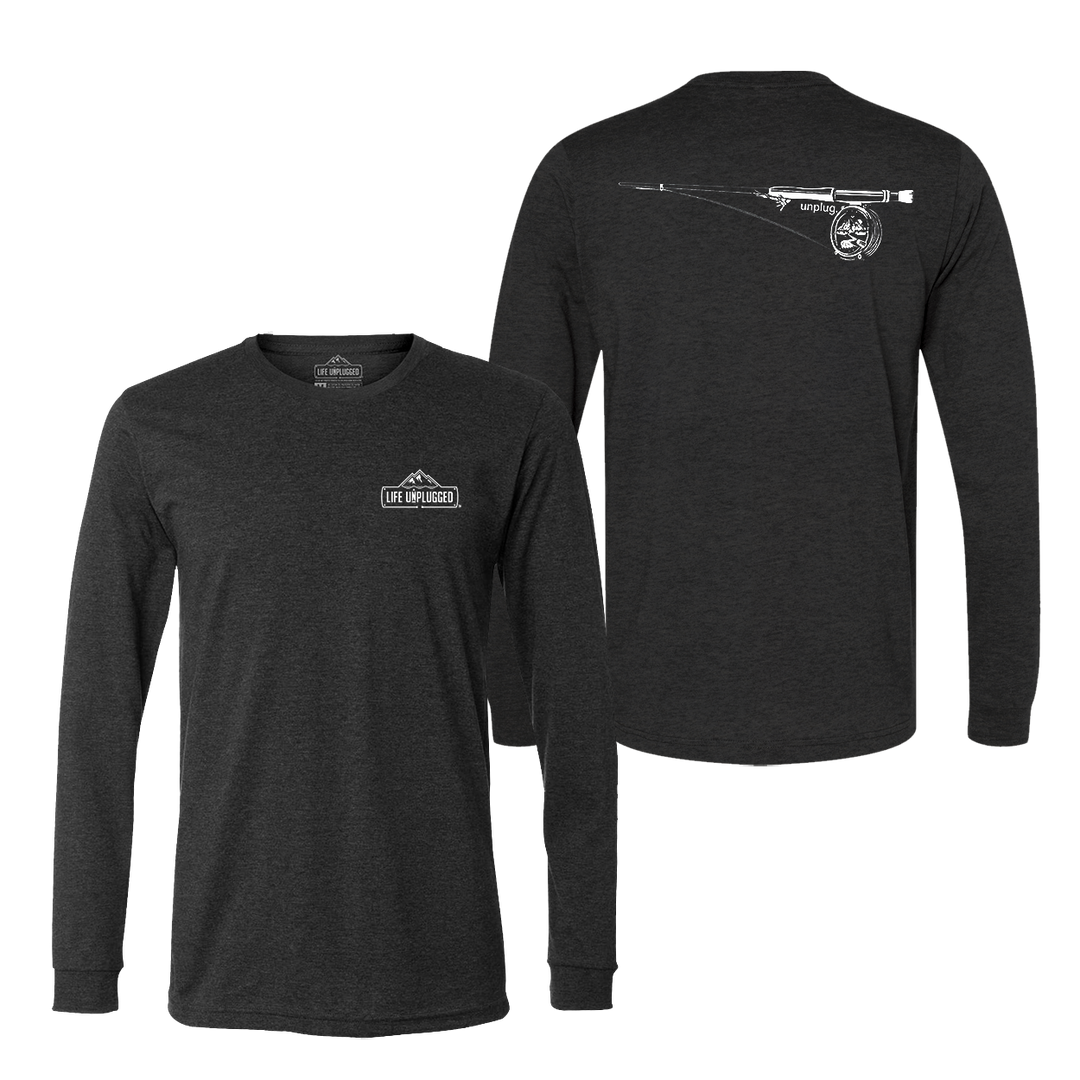 Fly Fishing Mountain Scene Long Sleeve T-Shirt