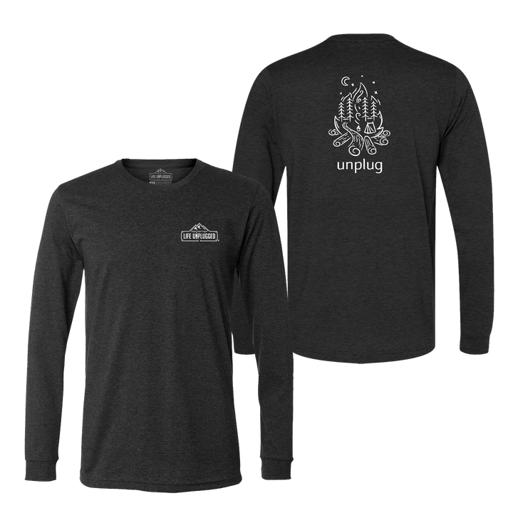 Campfire Camping Scene Long Sleeve T-Shirt